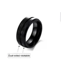 Close-up of matte black titanium spinner ring with double-sided rotatable design - US 6 / Black Double Row Rotating Spinner Ring