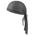 Close-up of breathable mesh fabric and white overlock stitching on dark gray pirate headscarf - Dark Gray Black