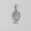Vintage gold stainless steel oval necklace pendant with etched eight-pointed star and rays - DJ03-Hexagram-Steel