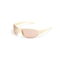 Y2K futuristic oversized sports sunglasses with cream frames and orange lenses - Beige Frame Light Brown Lens