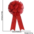 Large red glitter Christmas bow ornament measuring 48cm height for holiday decoration - Red Mesh with Red & Gold Glitter