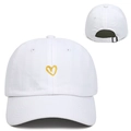White cotton baseball cap with yellow heart embroidery and adjustable metal buckle - Yellow Heart Embroidery / White