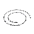 Sleek silver stainless steel Cuban link chain necklace for women with secure lobster clasp - Silver Smooth Cuban Chain (KN85348-KC) / 450*5.8mm