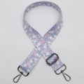 Adjustable light blue floral replacement strap for handbags with silver swivel hooks - No. 655 Light Purple Floral Gunmetal Hook