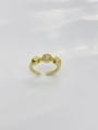 Golden geometric open ring with pavé center stone and pyramid accents - Ring - Gold