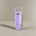 Purple mini tumbler keychain for backpack with handle and metal clasp accessory - New Portable Light Purple