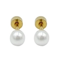 Orecchini a perno minimalisti con perla bianca ed elegante montatura dorata - Piccolo (0.4cm) / Oro/Bianco