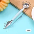 Cuillère à melon bleue en acier inoxydable avec couteau à sculpter, longueur 17,5 cm - Bleu