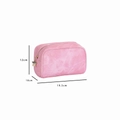 Pink PU leather makeup bag with gold star zipper and 19.5x12x10cm dimensions - 19.5x12x10cm / Pink Denim Semicircle Bag