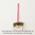 Christmas tree hanging ornament with pine cone green needles and gold bell 21x14cm - Red Plaid Single Bell