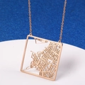 Square hollow city map pendant necklace in rose gold finish with stainless steel chain - Rio de Janeiro Brazil / Rose Gold