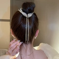Silver wing hair claw clip with long sparkling rhinestone tassels for bridal hairstyles - 231217 Silver Wing Tassel Hair Clip