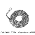 Stainless steel 2.5mm box chain necklace with 60cm length and lobster clasp - 2.5mm x 60cm / Silver