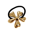 Goldenes Fünf-Blüten-Haargummi mit schwarzem Gummiband im minimalistischen Punk-Stil - Blume 5cm Klein