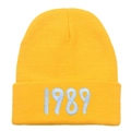 Yellow Taylor Swift 1989 embroidered knit beanie hat with premium ribbed texture - Adult (Stretchy) / Yellow