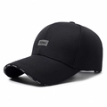 Black baseball cap with FEWK patch and lettered brim embroidery, adjustable fit style - Adjustable / Black