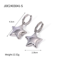 Orecchini a forma di stella in acciaio inox argento, lunghezza 4,3cm, JDE2403041-S - Argento (JDE2403041-S)