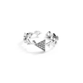 Minimalist geometric open ring with micro-set zircon triangle and polished silver finish - Silver Geometric