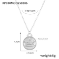 Silver titanium steel necklace featuring a round Sagittarius archer pendant and chain - Sagittarius / Silver