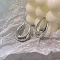Minimalist silver polished U-shaped hoop earrings with wide-surface design - Silver Wide U-Hoops (CELIMZ) (ED2008-1)