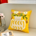 Yellow plush pillow featuring floral embroidery of tulips in a vase on a soft sofa - Russian Vase Yellow (Cover Only)