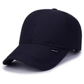 Classic navy blue cotton baseball cap with curved brim and sportive tag detail - Adjustable / Navy Blue