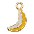 Banana-shaped gold charm with yellow and white enamel for DIY jewelry making - Yellow Banana / 12x16mm