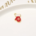 DIY Christmas themed red glove pendant with gold snowflake pattern in a white ceramic bowl - 36# Christmas Glove (11*20mm)