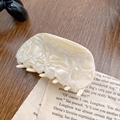 Rectangle cream marble pattern acetate hair claw clip on vintage book and wooden table - 7.5cm / Off White 7.5CM