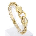 Bracelet pour homme doré en maille byzantine avec motif tête de serpent double élégant - Tête de Serpent Dorée (KB164514-Z)