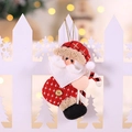 Christmas Santa figurine in red plaid fabric with candy cane and gold hanging string - Santa Claus With Candy Cane