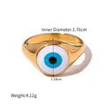 Anello occhio del male dorato con smalto blu e diametro interno di 1,76 cm - Stile Occhio A Cerchio Concentrico Tondo Oro (JDR2307014-7)