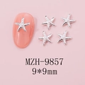 Silver 3D hollow starfish nail charms with pearls shown on pink nails, size 9x9mm - MZH-9857 (9*9mm)