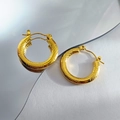 Golden round hoop earrings featuring detailed snakeskin texture and geometric finish - Snakeskin Pattern Hoop Style (EH1110)