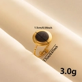 Dettaglio dell'anello vintage in acciaio inossidabile con dimensioni e peso di 3,0 g - Base Oro Tonda Nera (J606-G-B)