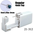 Disposable ear piercing gun with 4mm steel blue zircon stud earring for safe use - 4mm Steel & Blue Zircon