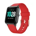 Vibrant red 19mm silicone replacement strap for ID205L with rose gold buckle - Red