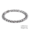 Silver stainless steel Cuban link bracelet for men and women, 205x7mm chain jewelry - Steel Color Cuban Chain (KB126631-Z)