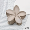 Detail of 8cm matte plumeria hair claw clip in beige resin for elegant styling - Silver Gray Matte 8cm