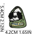 Detailed size view of embroidered dog patch in green bag showing height and width info - Take Out Green Bag Style (S17XG-125-10)