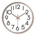Modern 12-inch silent wall clock featuring a rose gold frame and white Arabic numeral dial - 011M Simple Rose Gold Frame White Dial