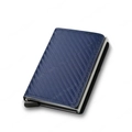 Blue carbon fiber RFID blocking metal wallet with automatic pop-up card mechanism - Carbon Fiber Blue