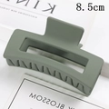 Matte grey-green 8.5cm rectangular hair claw clip with frosted finish and hollow design - Matte Gray Green (S150-101) / 8.5cm