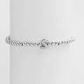 Minimalist silver beaded bracelet with a polished capital letter S initial charm - Silver S