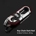 Premium deep red zinc alloy car keychain with dual rings in a luxury metallic finish - With Logo / Dark Red