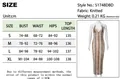 Tableau des tailles pour robe longue en maille dos nu à rayures et motifs ondulés - S / Haut Et Bas / Coloré