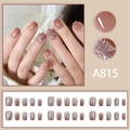 Set de uñas postizas en rosa nude degradado con diseños de mariposas y 24 piezas - Estilo de Mariposa con Degradado Rosa (A815【Tipo de Pegamento】)