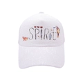 Detalle de la gorra de béisbol blanca con estampado bohemio SPIRIT y motivos de aves - Blanco