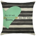 Linen ocean series square pillowcase with heart pattern and romantic quote print - Style YD502-21 (All Of Me) / 45*45cm (No Insert)