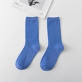 Classic royal blue ribbed knit crew socks for women featuring minimalist cotton design - Sky Blue
